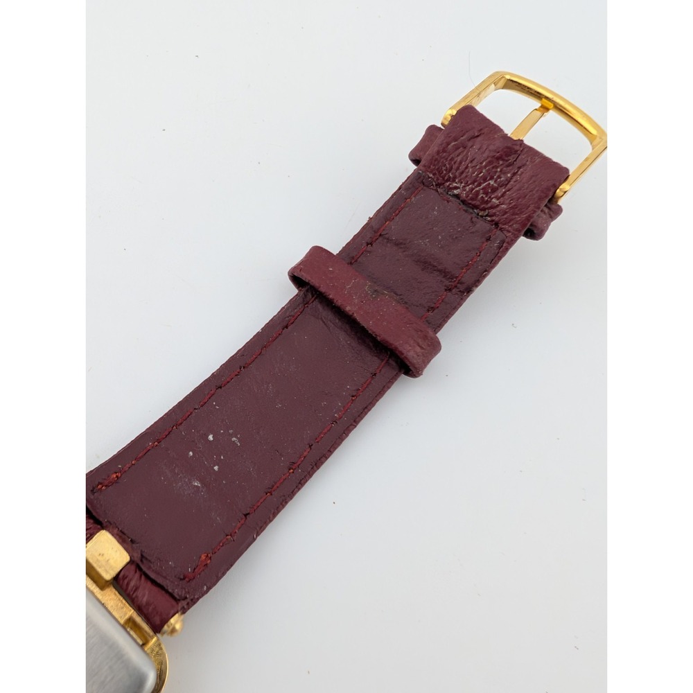 Vintage Marcel Watch Corp. No 963 Digital Watch Maroon Leather Band- New Battery - Picture 7 of 8